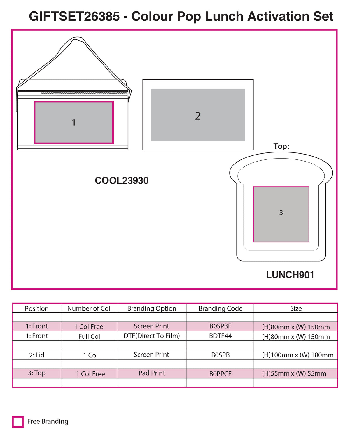 Colour Pop Lunch Activation Set - branding