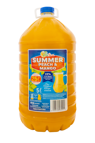 Vita Sun 2 X 5L Summer Peach Mango Summer Range (Sold 2 X 5 L Per Case) Vita Sun Peach Mango Summer Range 5L