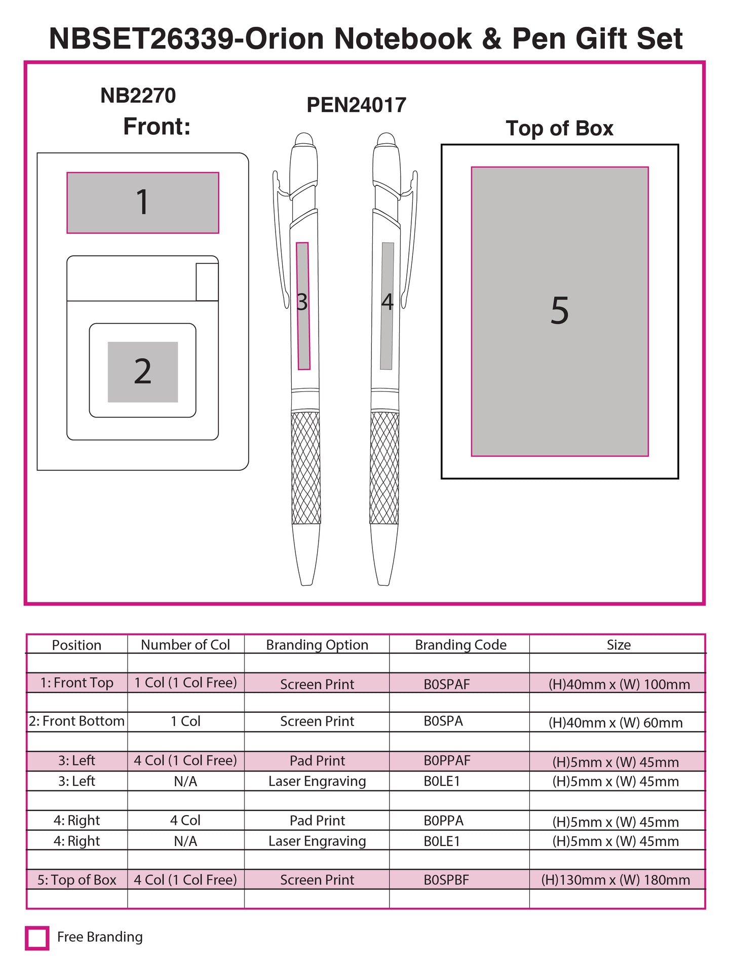 Orion Notebook & Pen Gift Sets