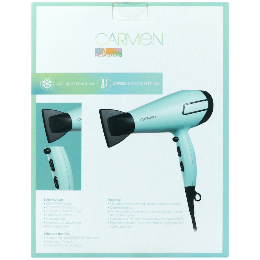 Carmen Colours 2200w DC Hairdryer