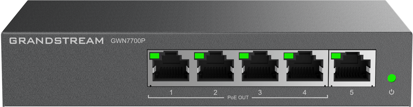 Grandstream Enterprise 5 port Unmanaged GbE PoE Switch - 60W | GWN7700P - Guards On Duty Shop & Security Guards