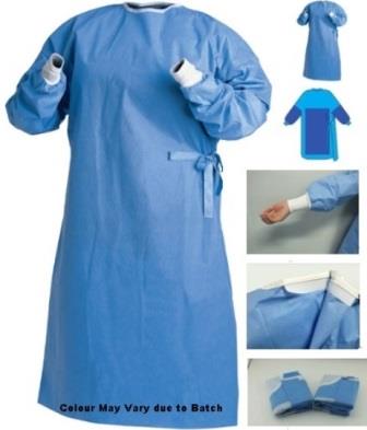 Casey Disposable Sms Fabric Reinforced Surgical Gown -Blue, Size Large