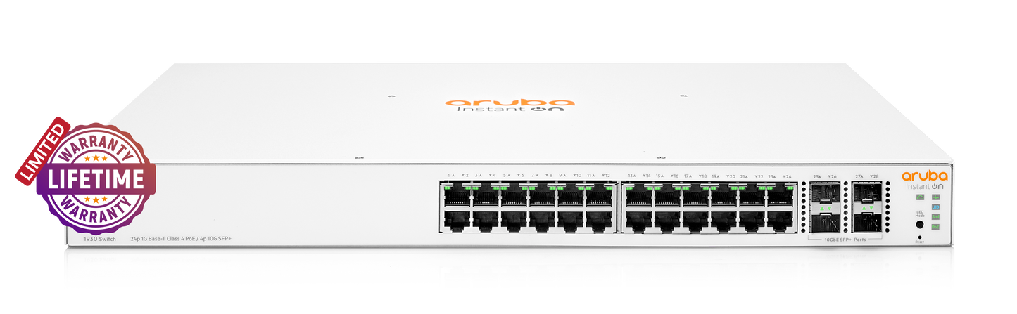 HPE Networking Instant On 1930 4SFP + 24 Port 195W Switch | ARU-IO-SW193024G-195W