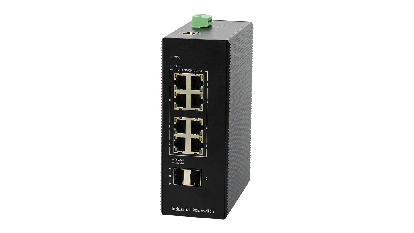 BDCOM 8 Port Gigabit Industrial PoE+ Switch With 2 SFP - Managed
