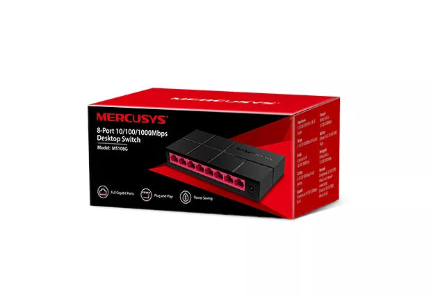 Mercusys 8-Port Gigabit Desktop Switch, 8x Gigabit Ports | MRC-MS108G