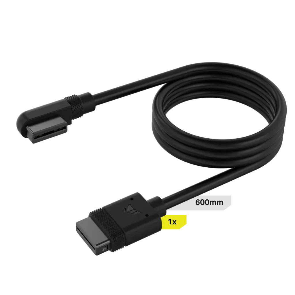 Corsair iCUE LINK Cable; 1x 600mm with Straight/Slim 90° connectors; Black