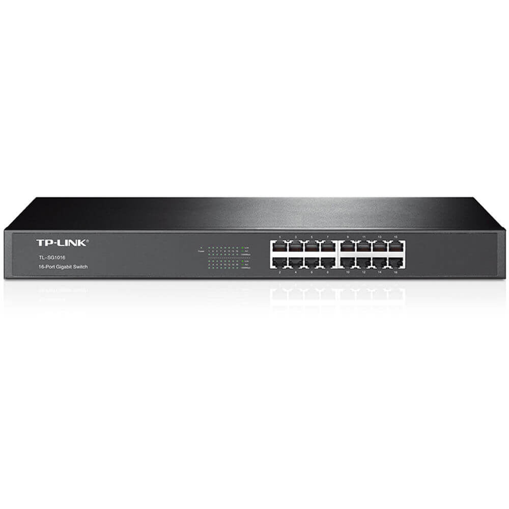 TP-Link 16-Port Gigabit Switch 16×Gigabit RJ45 1U 19-inch Rackmount Steel Case Plug-and-Play