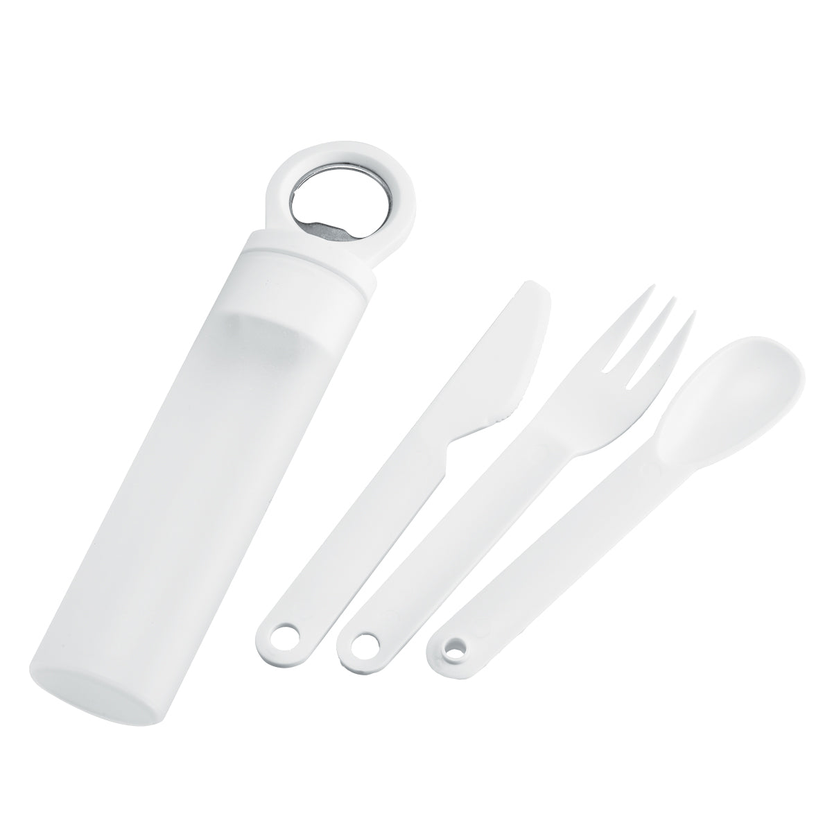 Fetzy Bottle Opener & Cutlery Set - White