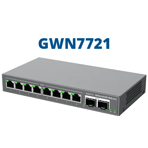 Grandstream Enterprise 8 port Lite Cloud Managed 2.5GbE PoE Switch | GWN7721P