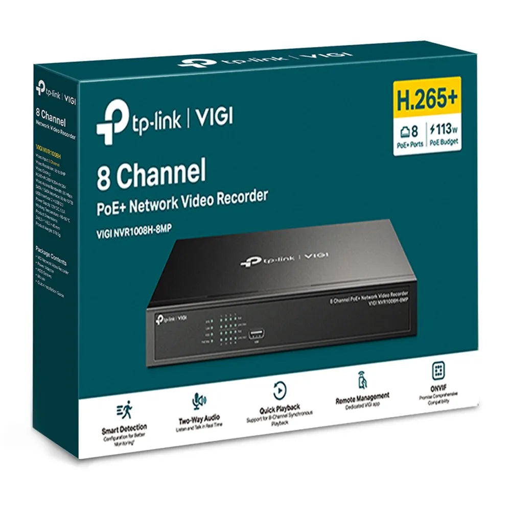TP-Link VIGI NVR1008H 8-Channel 8MP PoE+ NVR | NVR1008H-8MP