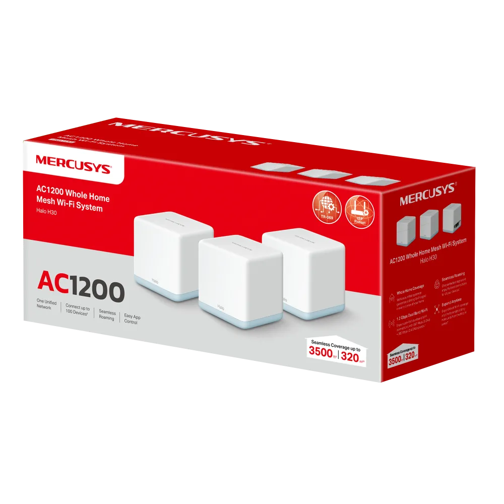 Mercusy Halo H30 AC1300 Mesh Wi-Fi System | MRC-HALO-H30-3P