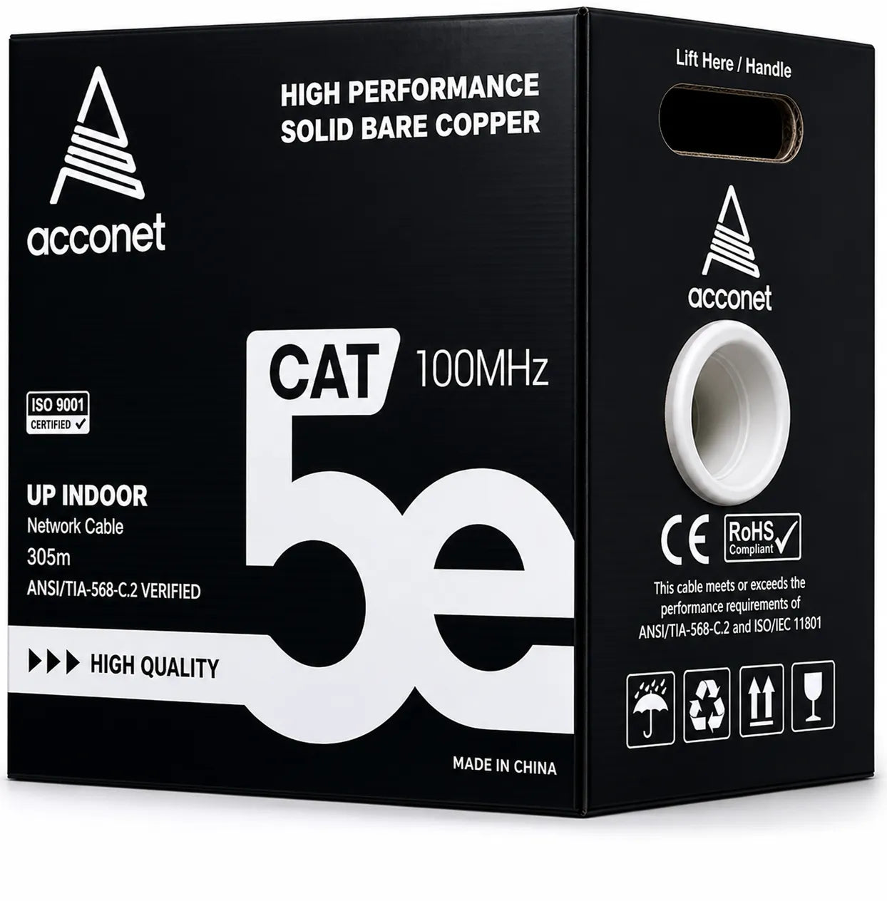 Acconet CAT5e Indoor Ethernet Cable 305m White CCA UTP Pull Box | CAT5-305