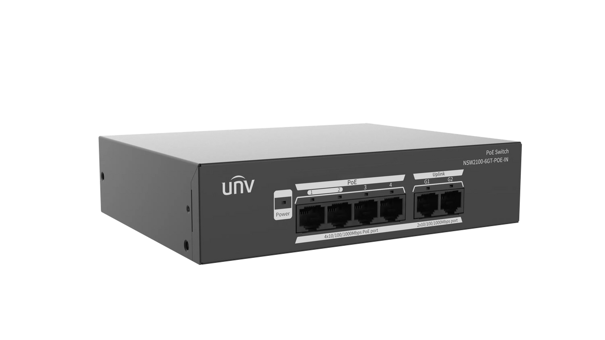 UNV 4-Port Gigabit PoE Ethernet Port switch | NSW2100-6GT-POE-IN