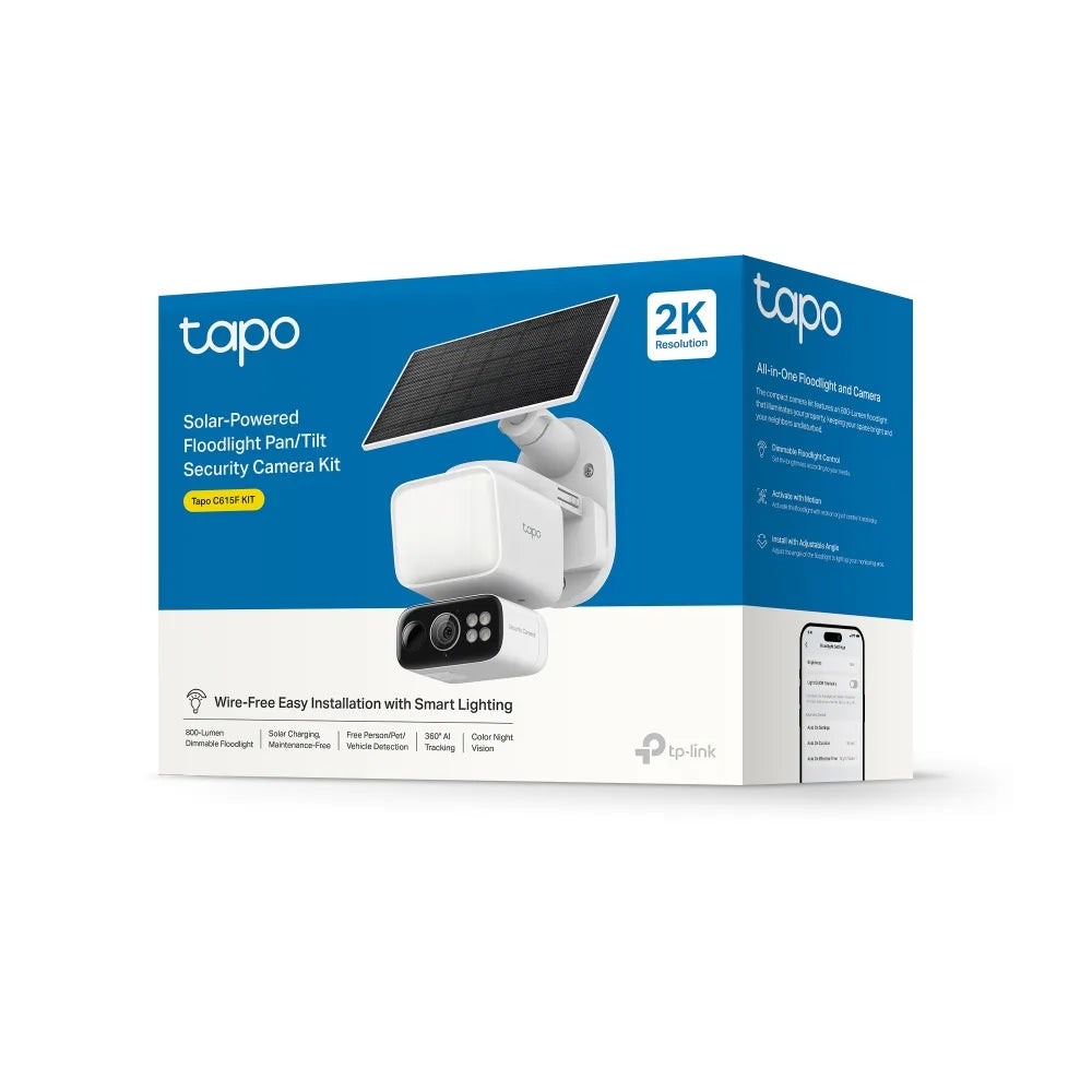 TP-Link Tapo 2K Floodlight Pan/Tilt Solar Wi-Fi Security Camera Kit | C615F-KIT
