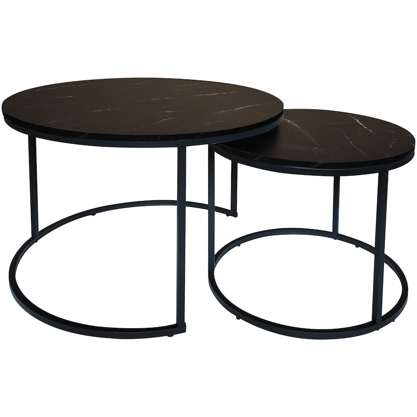 Everfurn Nile Nesting Coffee Table - Marble Black