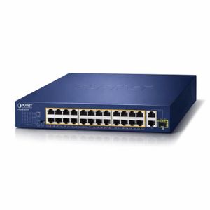 Planet - FGSD-2621P - 24-Port 10/100TX 802.3at PoE + 2-Port 10/100/1000T + 1-Port shared 1000X SFP Unmanaged Gigabit Ethernet Switch- Networking
