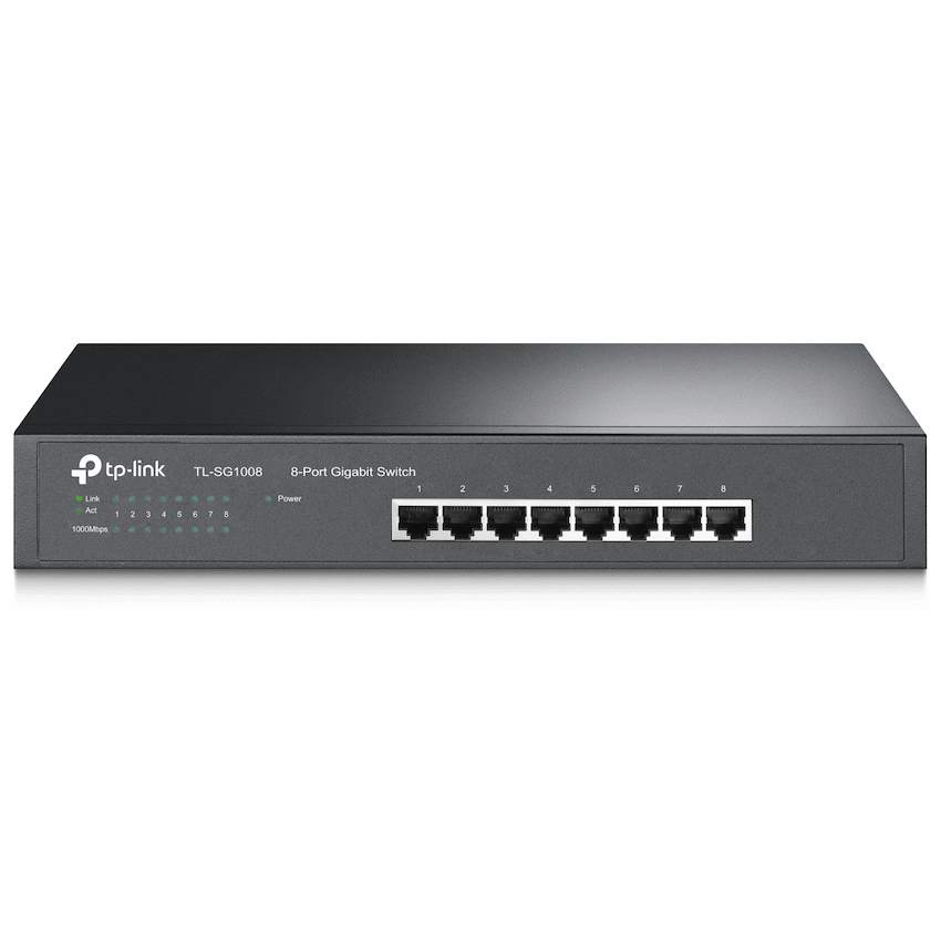 TP-Link 8-Port Gigabit Switch 8×Gigabit RJ45 1U 13-inch Rackmount Steel Case Plug-and-Play