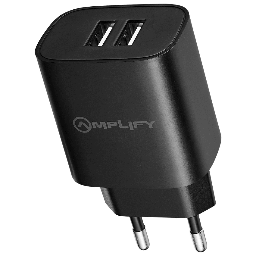 Amplify Dual USB A Wall Charger with USB A to Micro USB - Black - Guards On Duty Shop & Security Guards