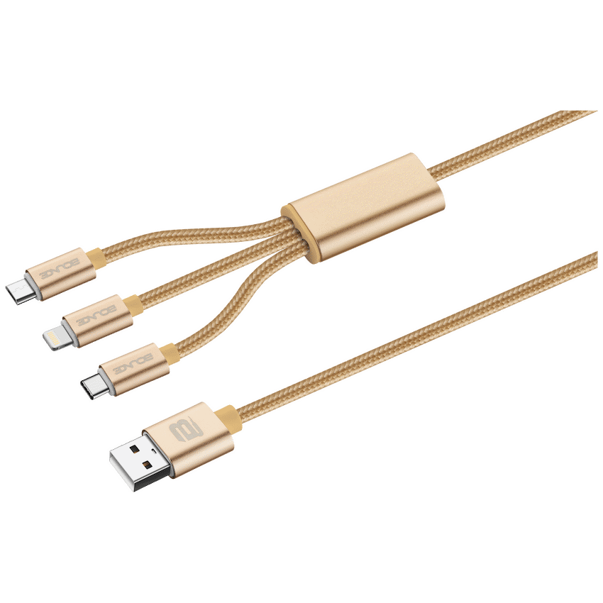 Bounce Cord Series 3-in-1 Charge Cable - Gold - Guards On Duty Shop & Security Guards