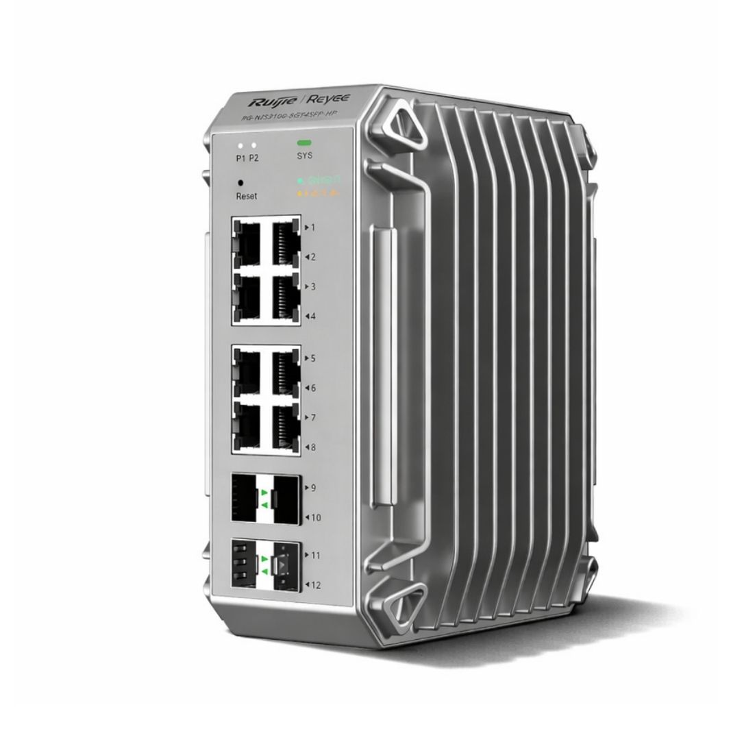 Reyee 8 Port 1GE PoE Cloud Managed Industrial Switch with 4 SFP 1GE Uplinks