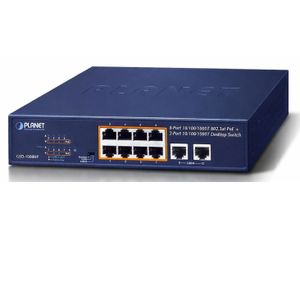 Planet 8-Port 10/100/1000T 802.3at PoE + 2-Port 10/100/1000T Desktop Switch (120 watts) - Networking
