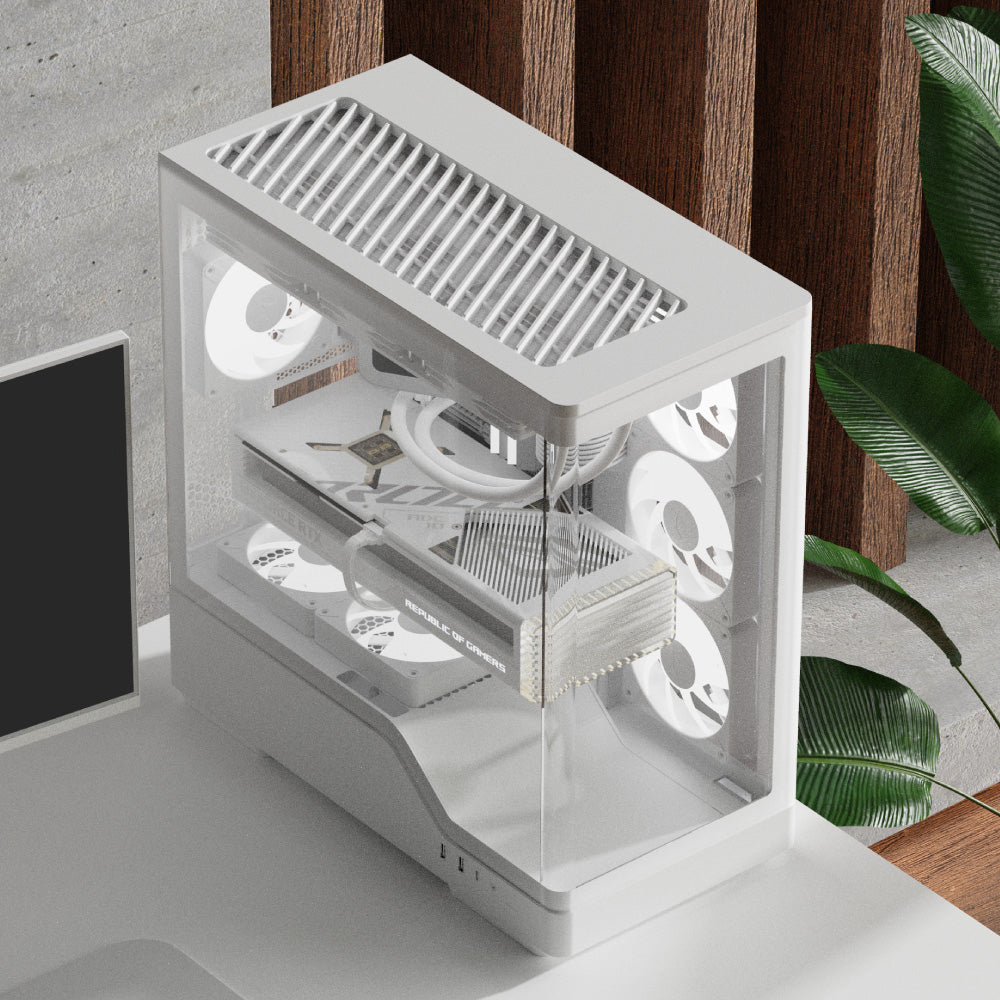Aerocool P500A White Mid tower case - Includes 120mm ARGB Fan x 4 and 4-port ARGB control hub - ATX - 3x 2.5'' or 2x3.5'' - 360m
