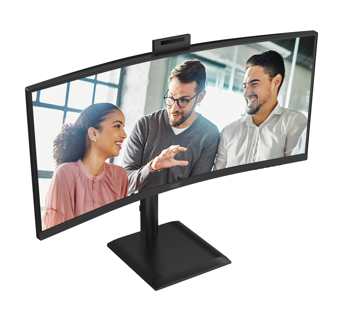 AOC CU34E4CW Curved Monitor:34''W WQHD|VA;KVM|120Hz|HDR10; SPK;HAS|1H1DP2USB-C(90W)|OTA/OTG; WebCam|3YR Warranty.