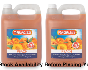 2 x MAGALIES 5 liter Peach 48% (Sold 2x 5L Per Case) Magalies Nectar Juice