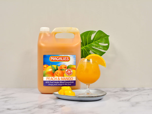 2 x MAGALIES 5 liter Peach Mango 40% (Sold 2x 5L Per Case) Magalies Nectar Juice