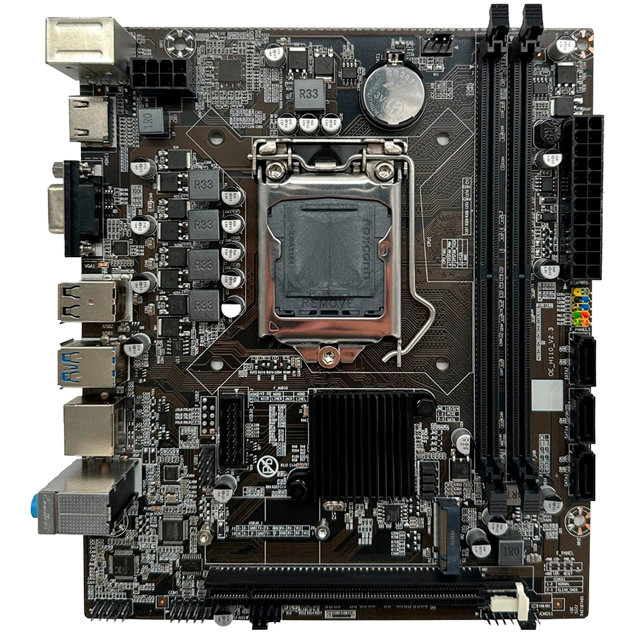 Arktek Intel H110 Chipset, Socket LGA1151, Dual Channel DDR4, Integrated Intel Graphics, 2 x DDR4 Slots, Realtek 10/100 LAN, Realtek Audio, 4 x SATA Ports, 2 x USB 2.0, 1 x USB 3.0, 1 x PCI Express x16 slot, Micro-ATX