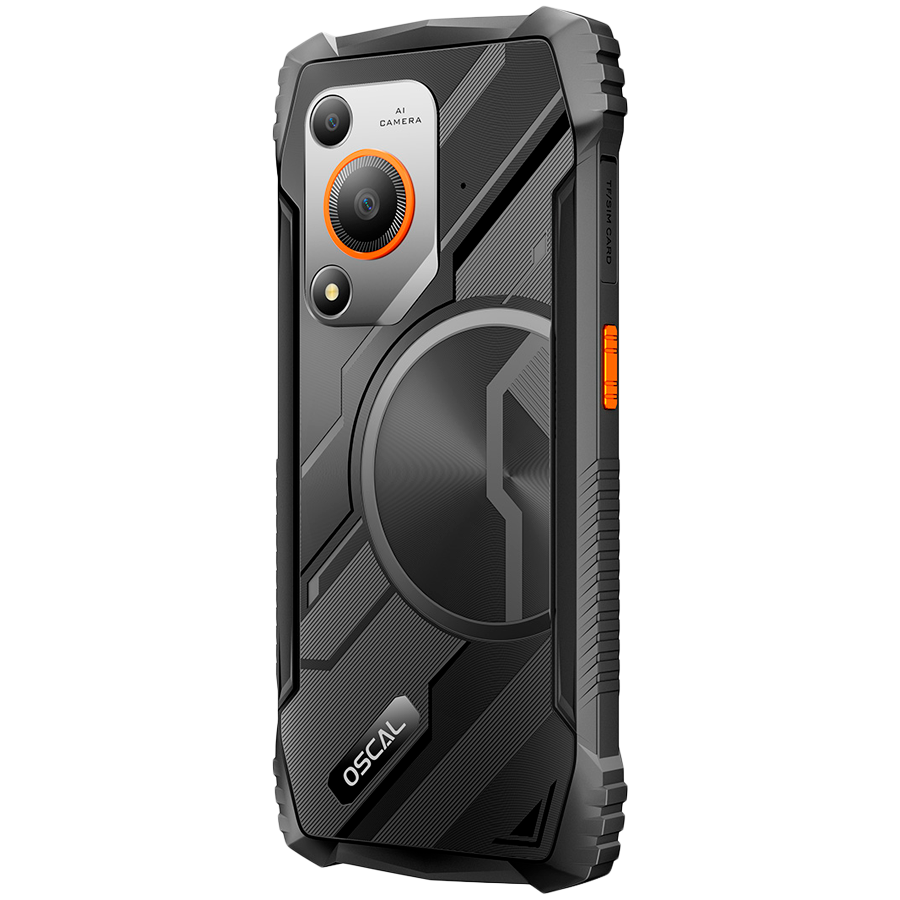 OSCAL Rugged smarthone Marine 1 LTE 6.56-inch HD 720x1612 90Hz Octa-core T615 up to 1.8 GHz RAM 4GB ROM 128GB Cam Rear 16MP Front 8MP 4G LTE WiFi BT Battery 5100mAh GPS+GLONASS+Beidou+Galileo & IP68/IP69K/MIL-STD-810H Android 15 Orange