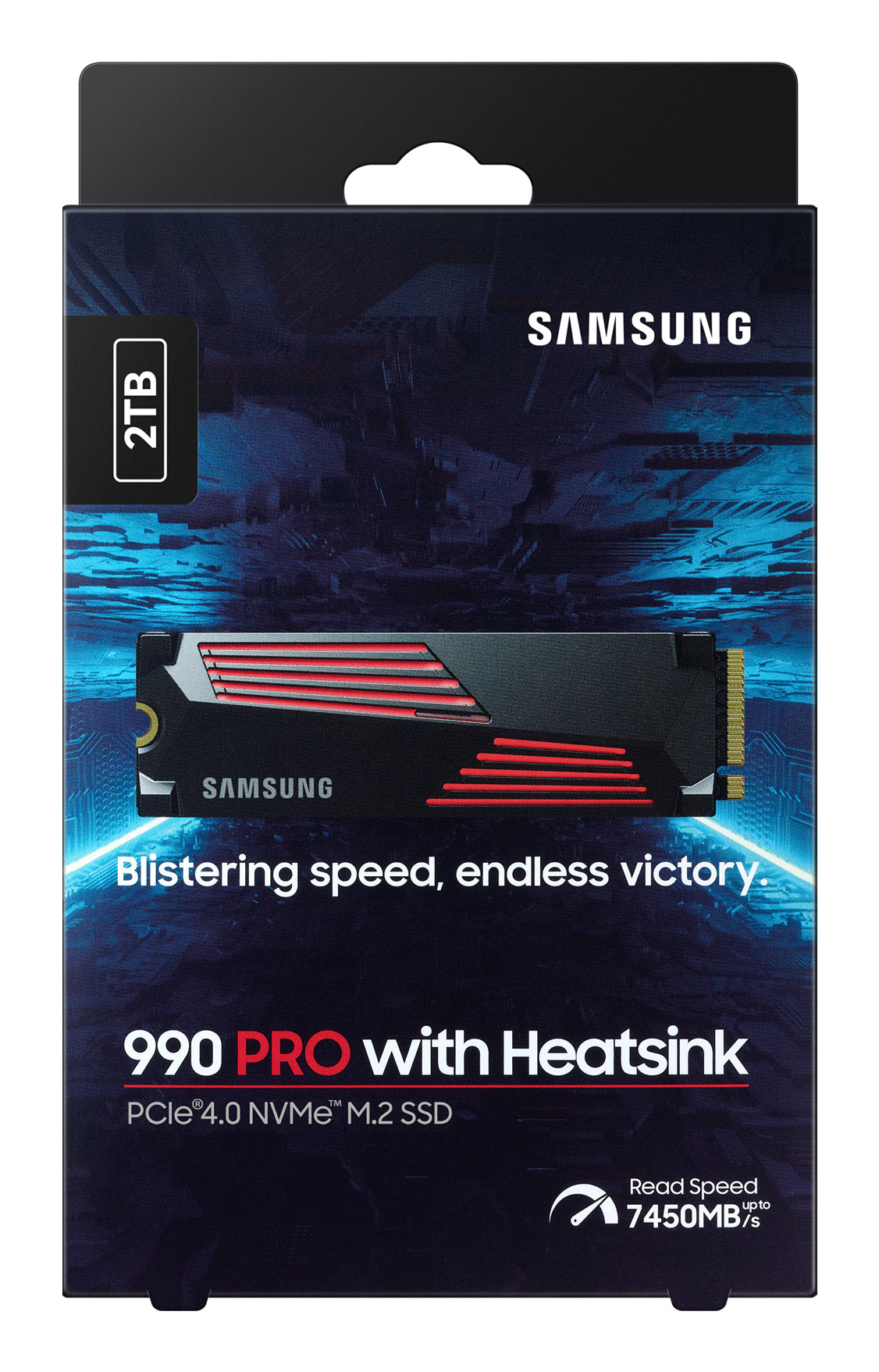 SAMSUNG MZ-V9P2T0CW 990 PRO 2 TB NVMe SSD W/Heatsink - Read Speed up to 7450 MB/s; Write Speed to up 6900 MB/s; Random Read up t