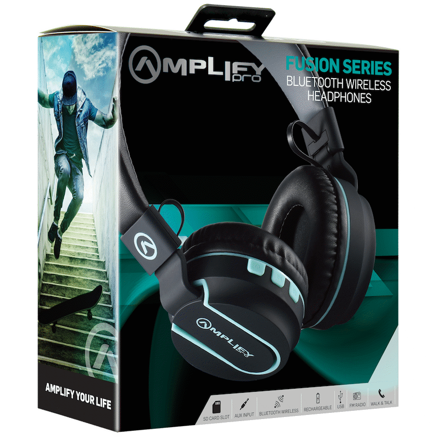 Amplify Fusion Series Bluetooth Headphone - Black/Blue