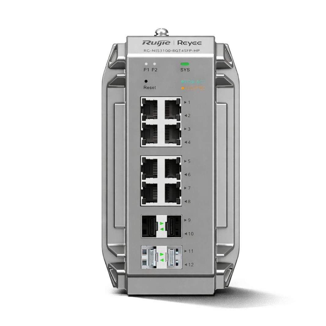 Reyee 8 Port 1GE PoE Cloud Managed Industrial Switch with 4 SFP 1GE Uplinks