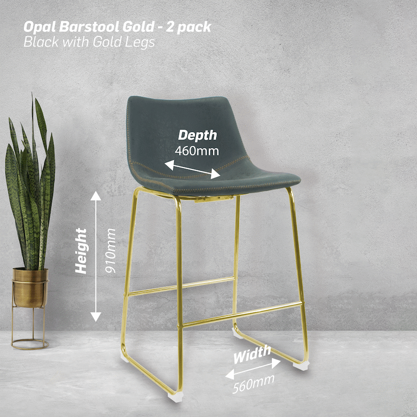 Everfurn Opal Large Barstool Gold - 2 Pack - Guards On Duty Shop & Security Guards
