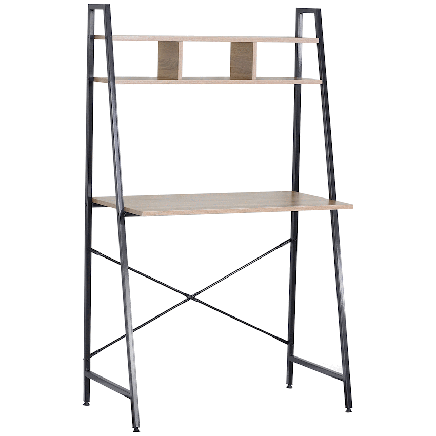 Everfurn Vesa Office Desk - Oak & Black