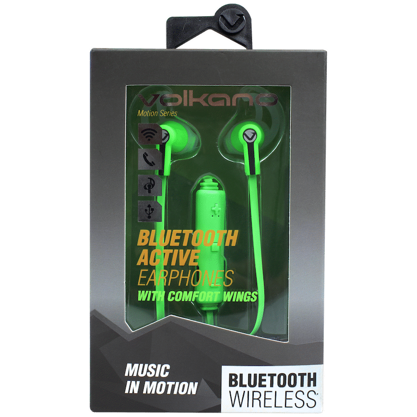 Volkano Motion Bluetooth Earphones - Green/Black