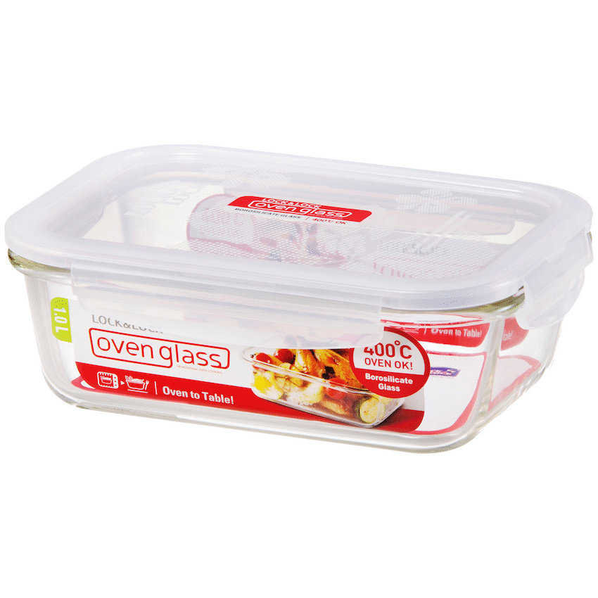 LocknLock Euro Glass container rect 1lt ( Order in Qty of 4)