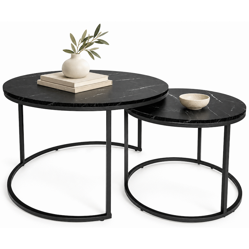 Everfurn Nile Nesting Coffee Table - Marble Black