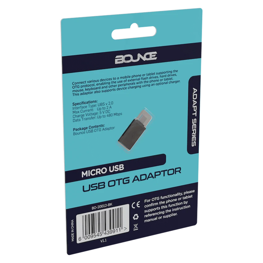 Bounce Adapt Series Micro USB OTG Adaptor - Guards On Duty Shop & Security Guards