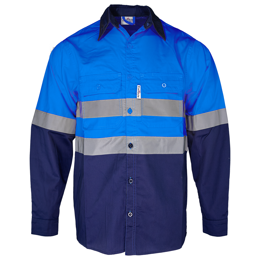 Pinnacle Royal Blue/Navy Vented Reflective Mining Shirt (S – 3XL)