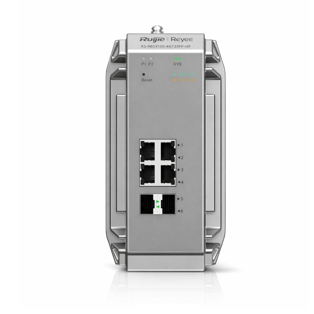 Reyee 4 Port 1GE PoE Cloud Managed Industrial Switch with 2 SFP 1GE Uplinks