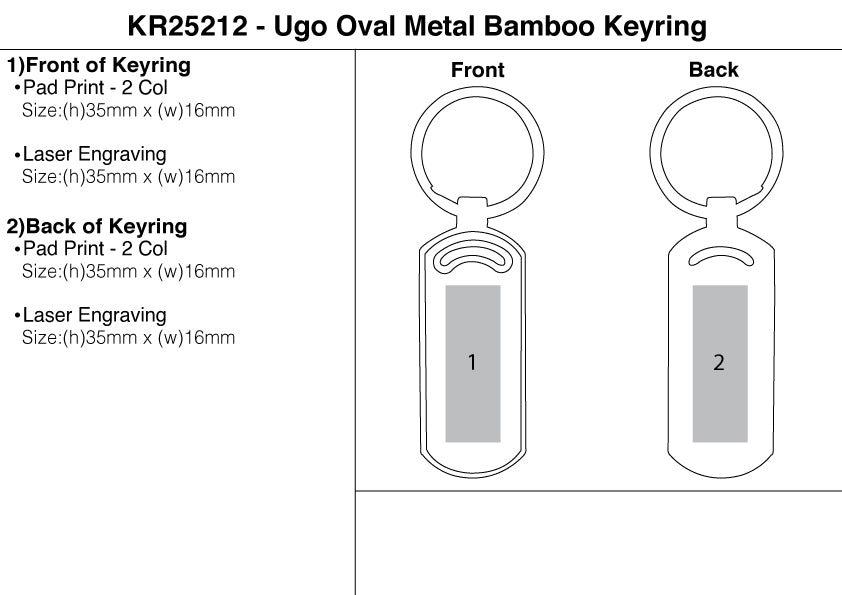 Ugo Oval Metal Bamboo Keyring