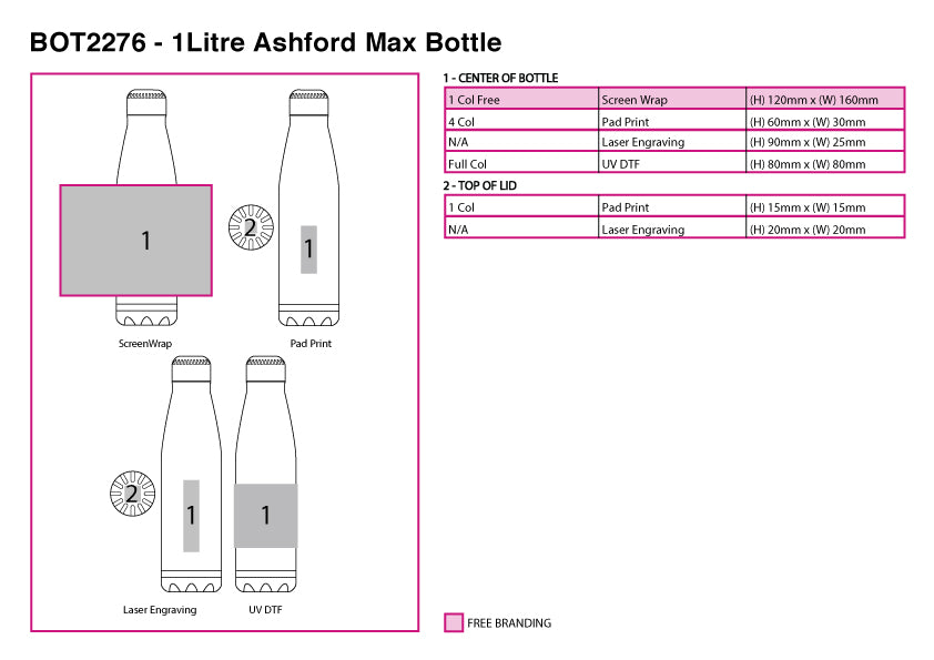 1Litre Ashford Max Bottle