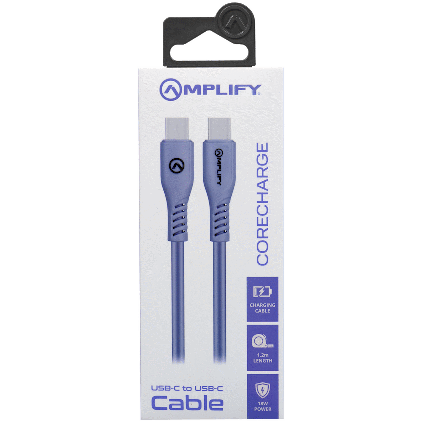 Amplify CoreCharge 1.2m USB-C to USB-C Cable - Lavender - Guards On Duty Shop & Security Guards