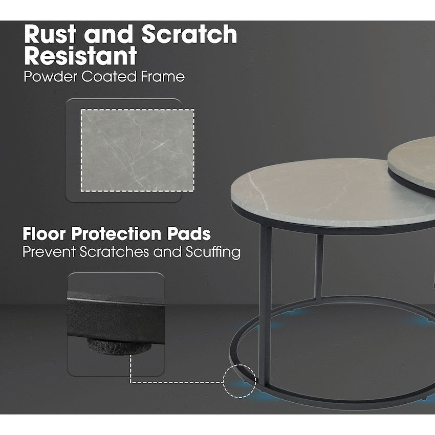 Everfurn Nile Nesting Coffee Table - Marble Grey