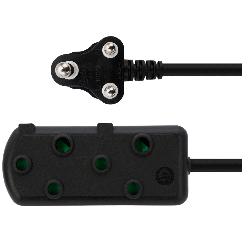 Switched Light Duty Side by Side (SBS) Extension Leads 5m - BK