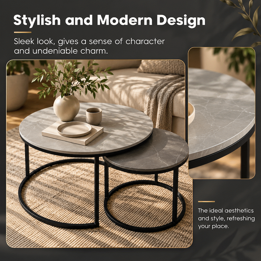 Everfurn Nile Nesting Coffee Table - Greyish