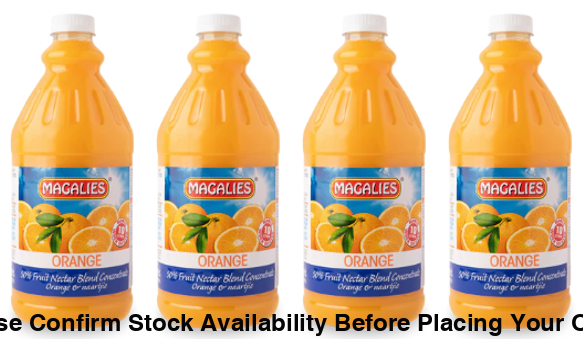 4 x MAGALIES 2 liter Orange 50% Concentrate (Sold 4 X 2L Per Case) Magalies Nectar Juice