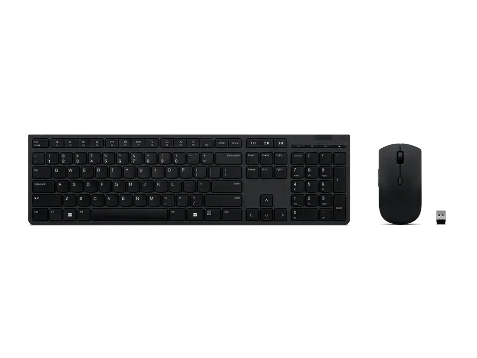 LENOVO COMPACT MOUSE WITH 1000 DPI RESOLUTION ULTRA SLIM KEYBOARD FRAME DESIGN SPILL RESISTANT DESIGN WITH DRAIN HOLE 1 NANO USB RECEIVER TO CONTROL BOTH KEYBOARD AND MOUSE, WINDOWS 10,WINDOWS 11, BLACK - Guards On Duty Shop & Security Guards